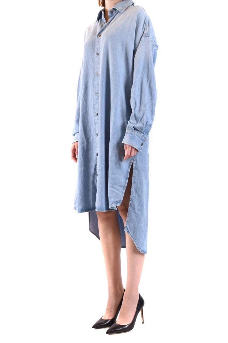 Diesel Relaxed Oversized Denim Dress Frayed Patch