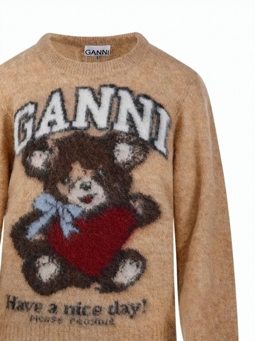 Ganni Playful Teddy Bear Graphic Sweater