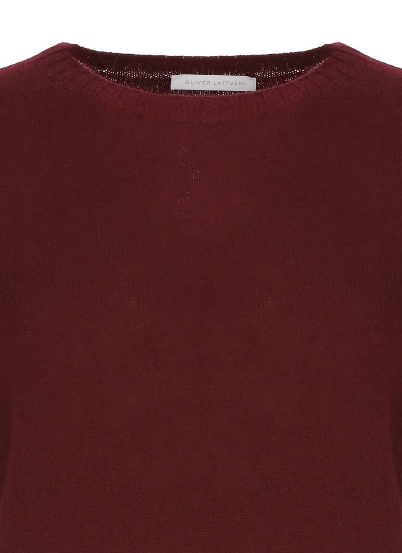 Oliver Lattughi Burgundy Cashmere Crew Neck Sweater