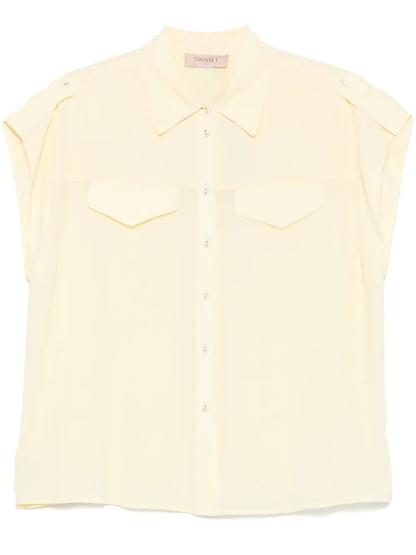 Twin-Set Relaxed-Fit Short Sleeve Shirt With Classic Collar