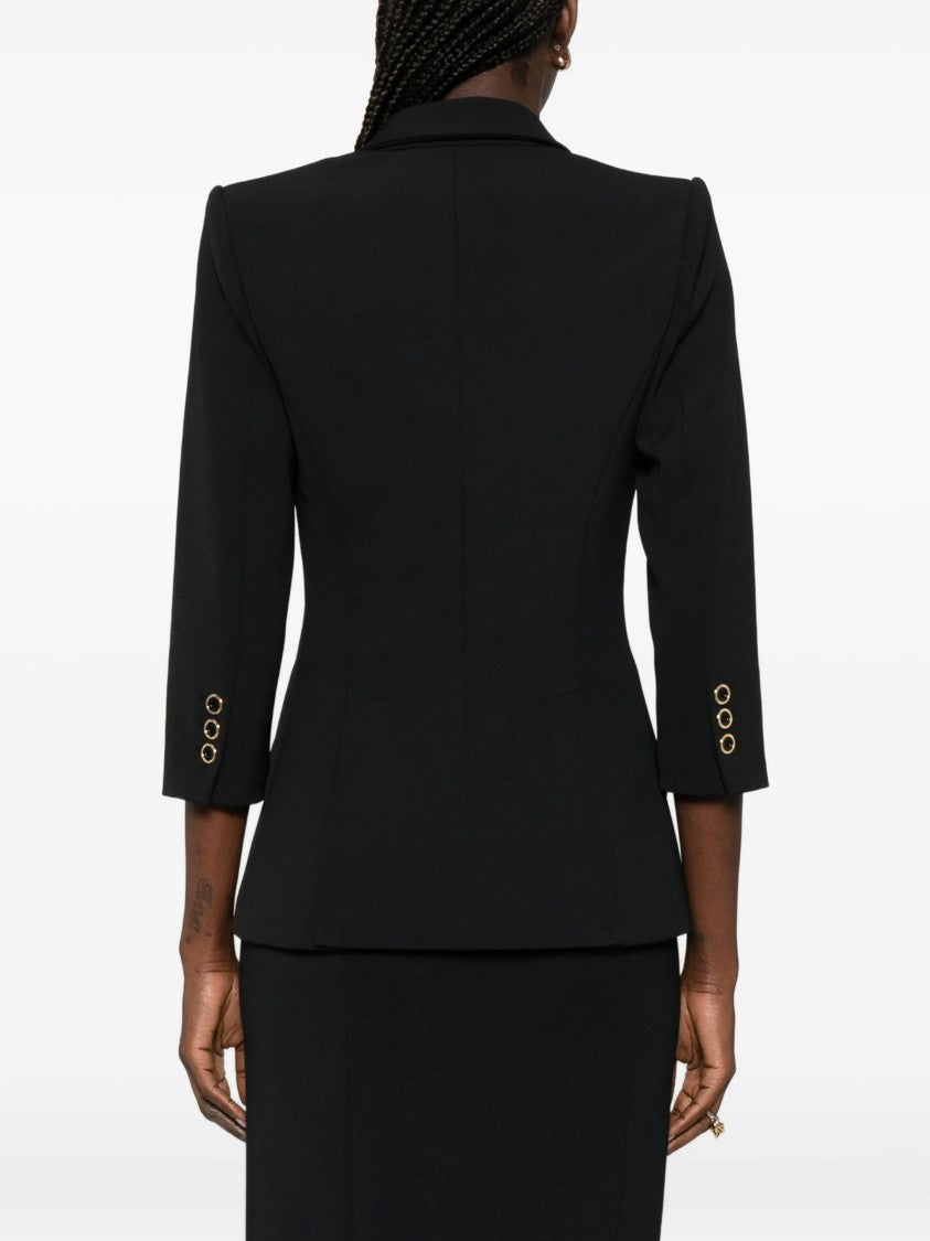 Elisabetta Franchi Tailored Black Gold Button Pocket Blazer
