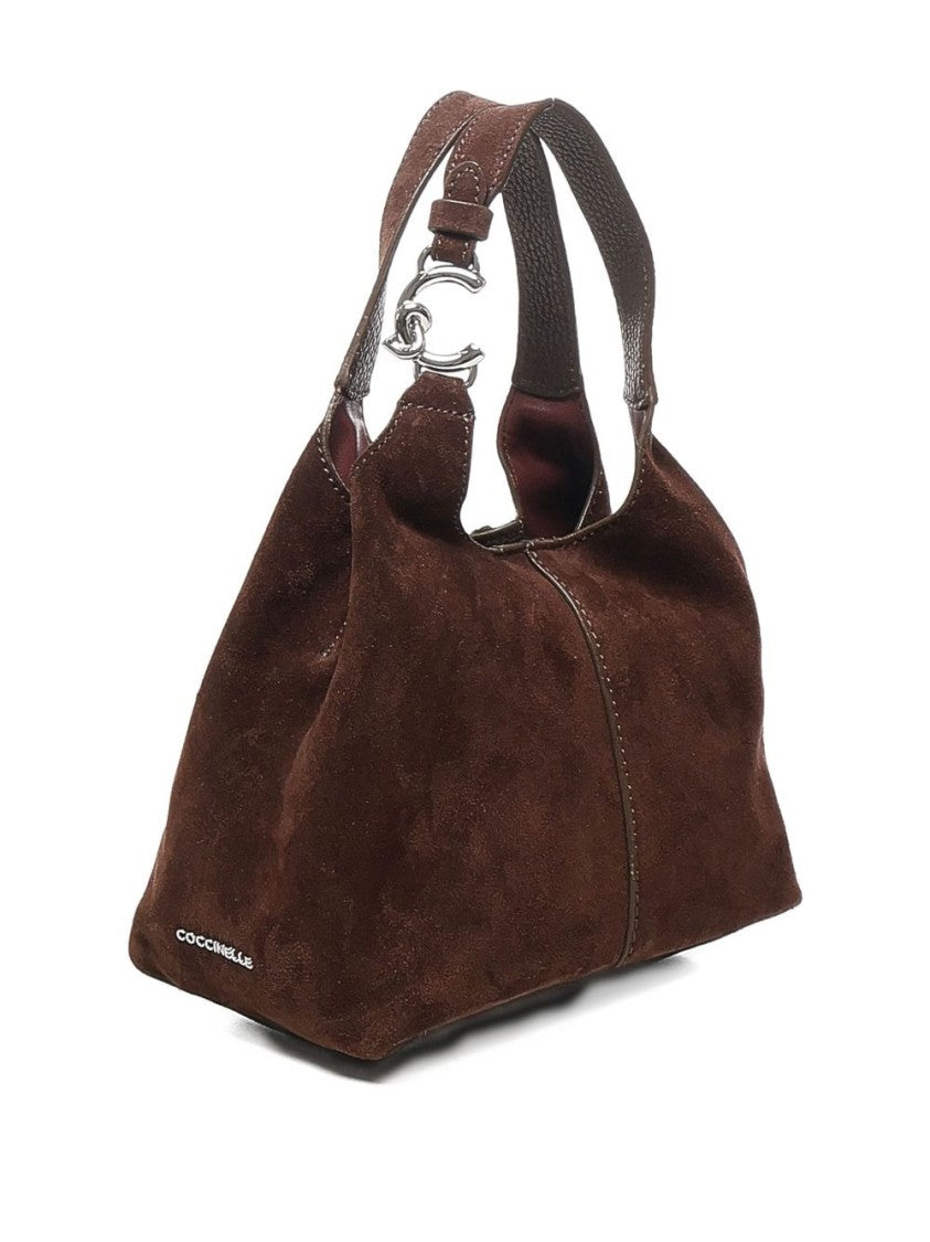 Coccinelle Structured Suede Shoulder Bag With Detachable Strap