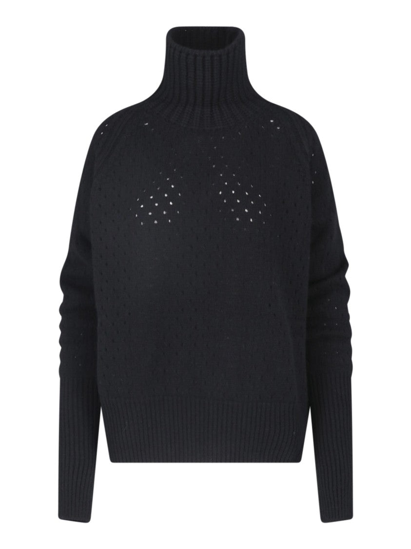 Ermanno Scervino Perforated High Turtleneck Cashmere Cardigan