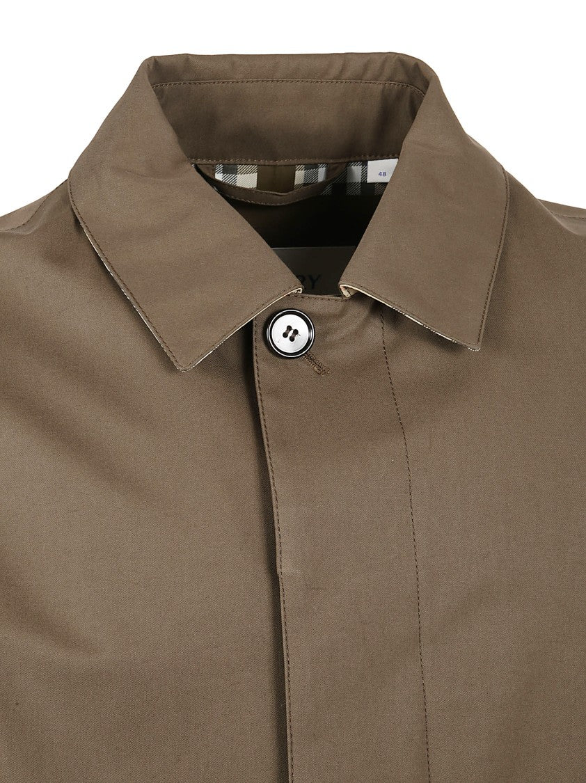 Burberry Tailored Brown Cotton Coat With Pointed Collar