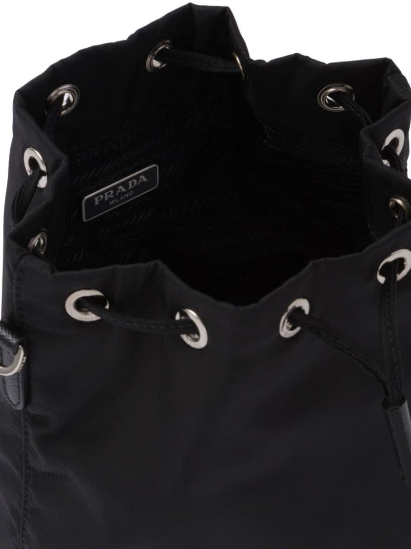 Prada Black Drawstring Bag With Detachable Wrist Strap