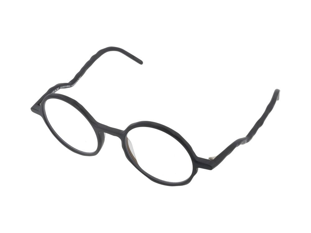 Kuboraum Round Lens Wavy Textured Temple Optical Glasses
