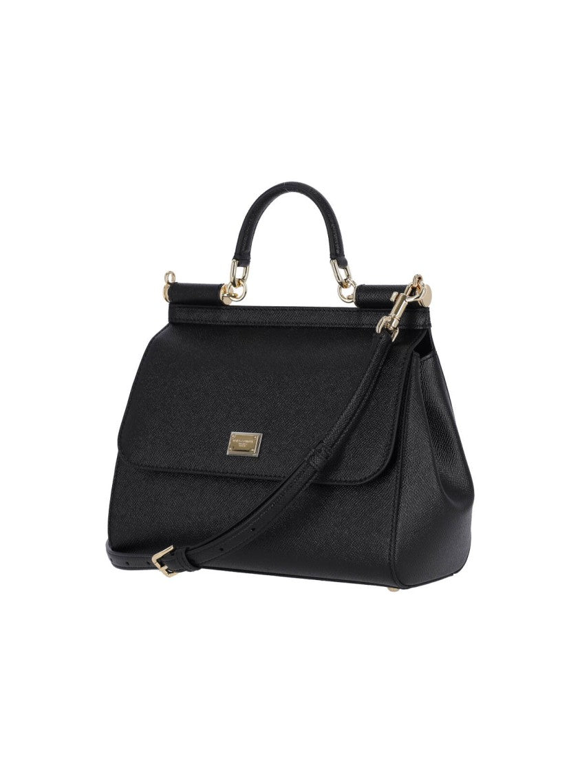 Dolce & Gabbana Black Calf Leather Sicily Tote Bag