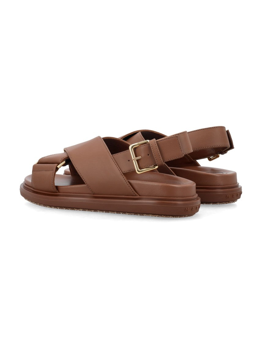 Marni Cross-Strap Leather Sandals