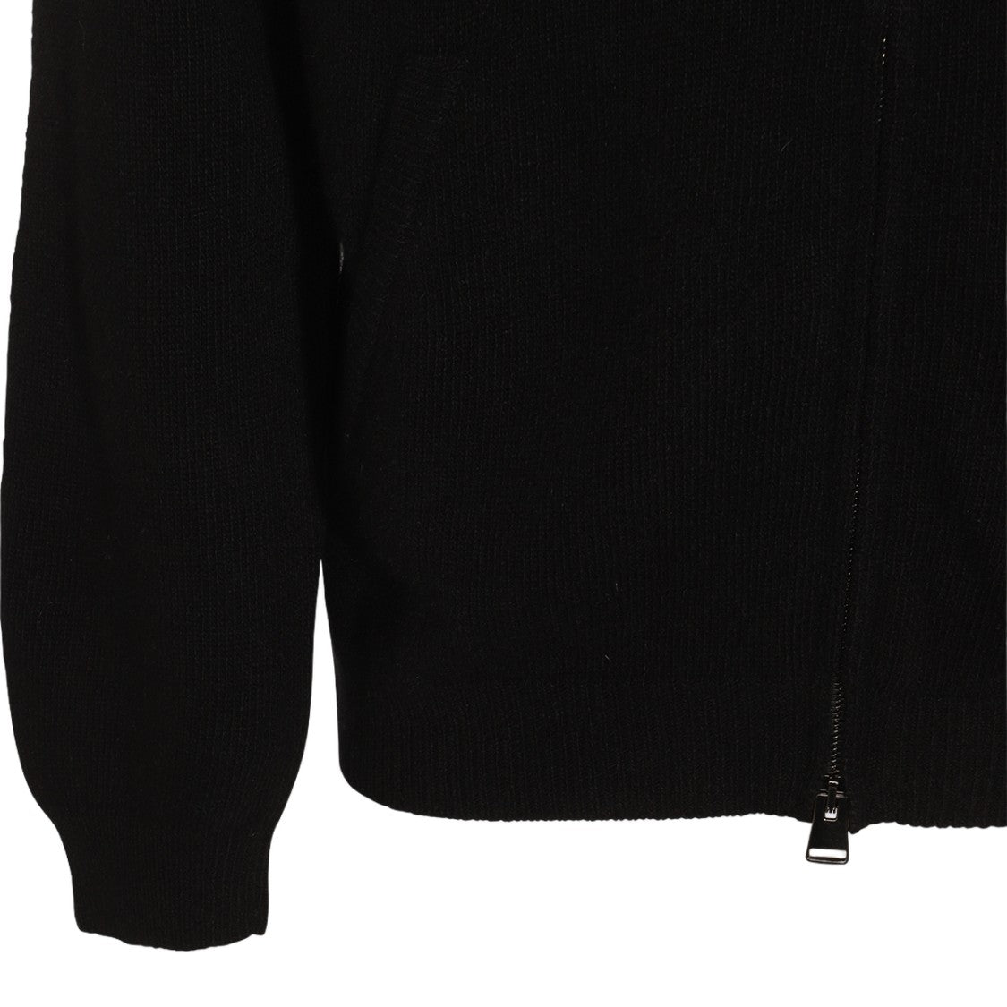 Canali Black Zip-Up Sweater With High Collar