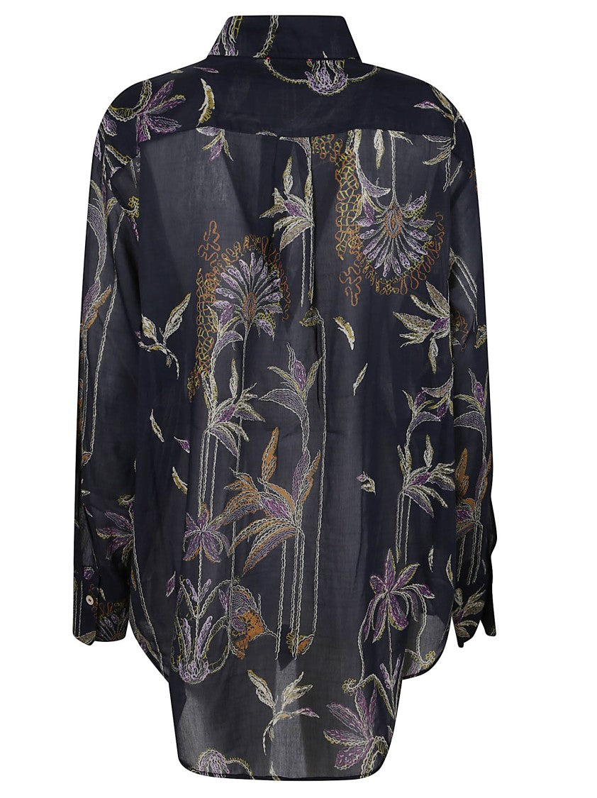 Forte Forte Long-Sleeved Button-Up Shirt With Intricate Floral Pattern