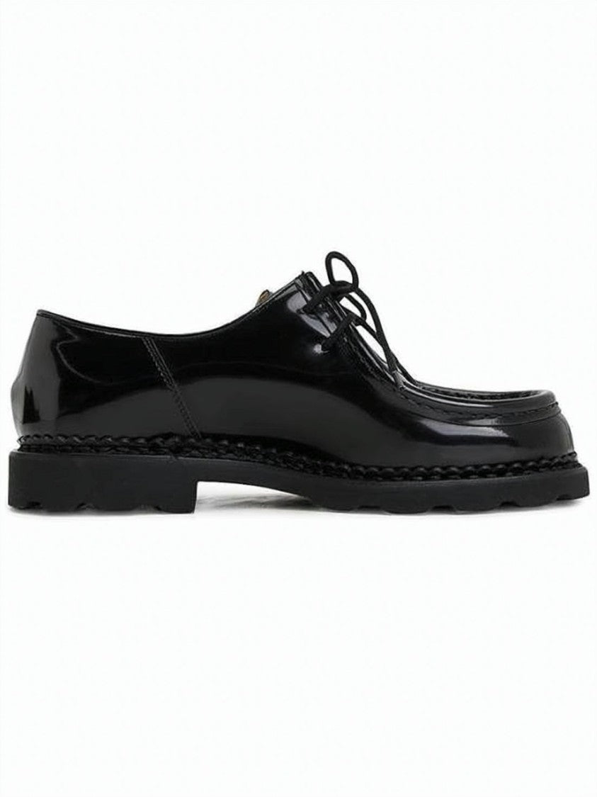 Paraboot Glossy Leather Lace-Up Shoes With Moccasin Toe