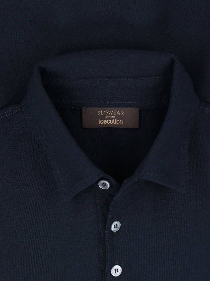 Zanone Short-Sleeve Navy Polo With Classic Collar