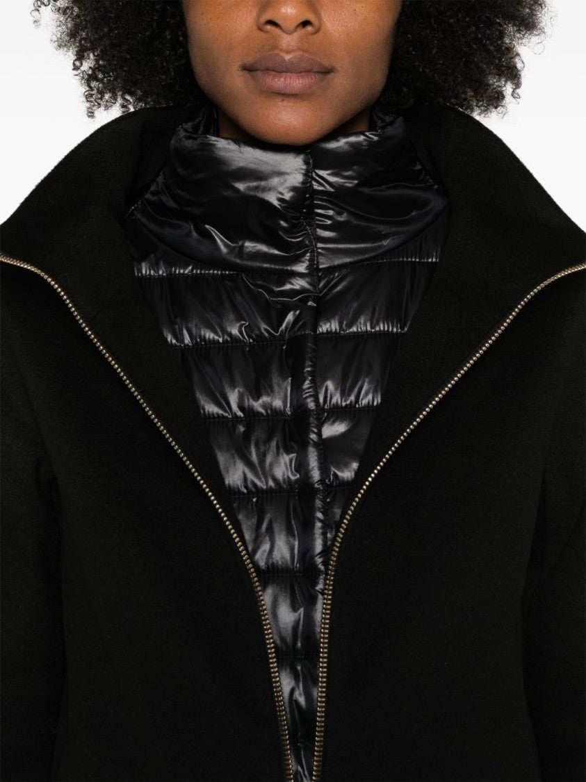 Herno Short Black Coat With Sable Wool