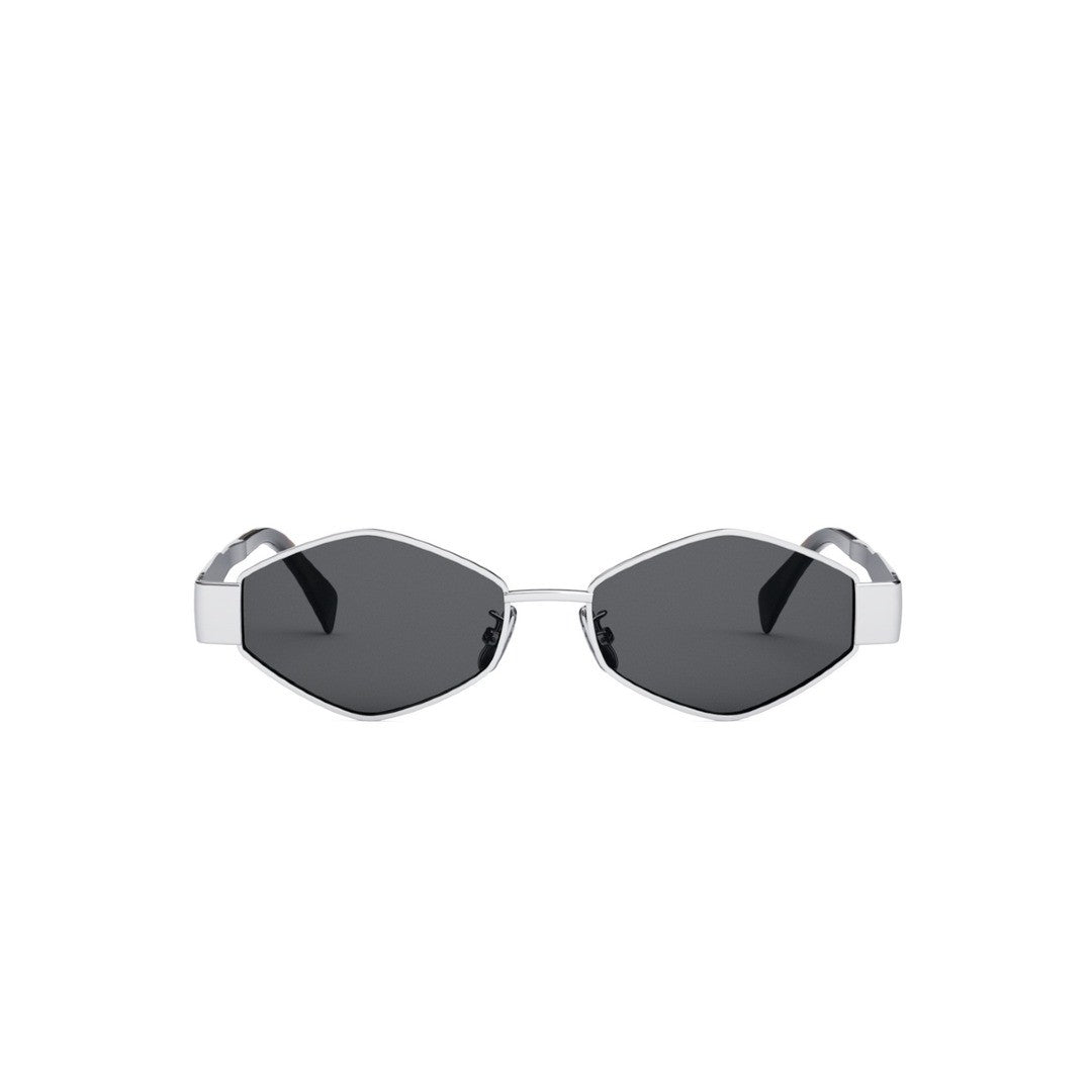 Celine Geometric Silver Metallic Sunglasses With Logo Detail