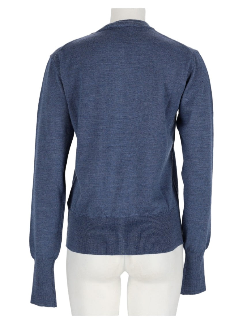Vivienne Westwood Blue Embroidered Button-Down Wool Cardigan
