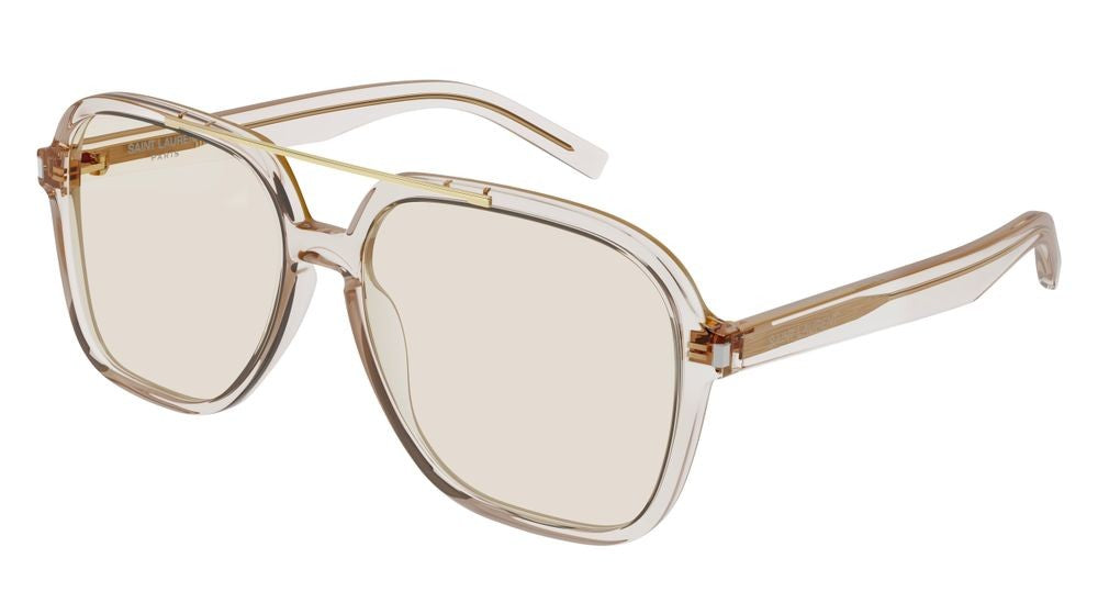 Saint Laurent Beige Translucent Acetate Square Sunglasses