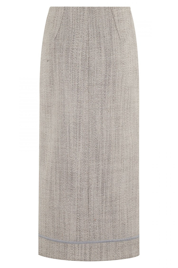 Tela High-Waisted Midi Skirt With Contrasting Piping