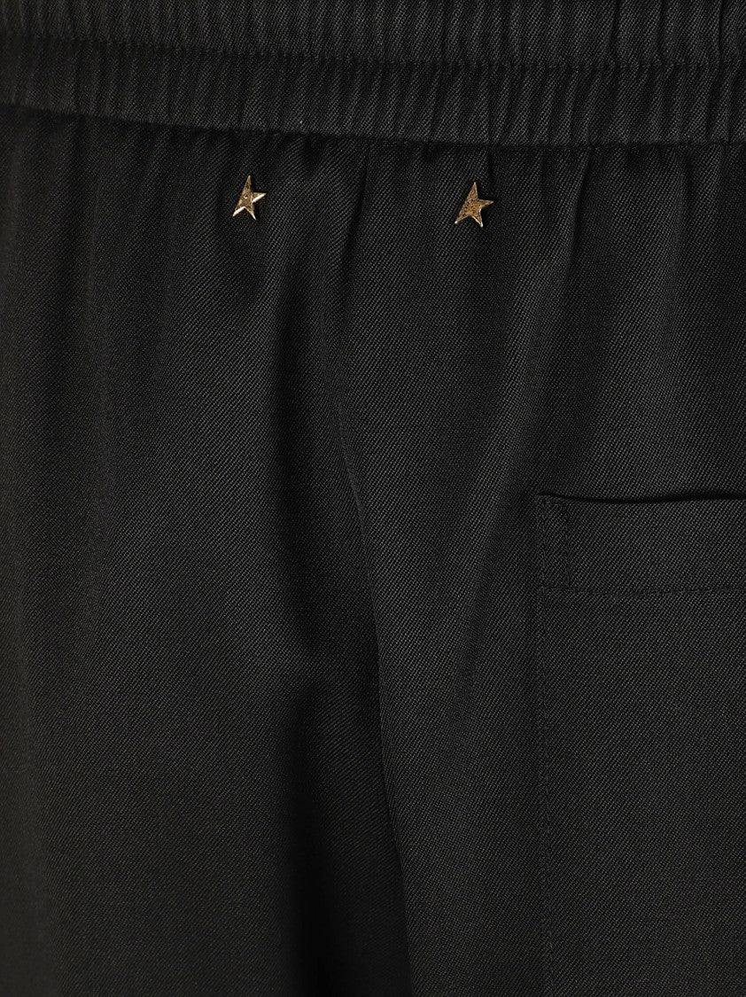 Golden Goose Wide-Leg Black Trousers With Elastic Waistband