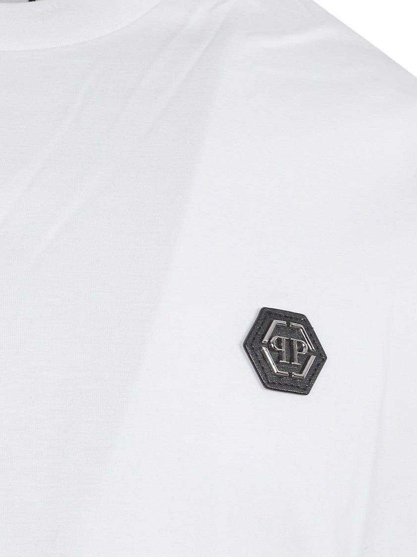 Philipp Plein Short-Sleeve White T-Shirt With Monogram Embroidery