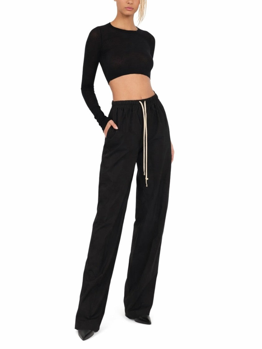 Rick Owens Dietrich Wide-Leg Cotton Drawstring Pants