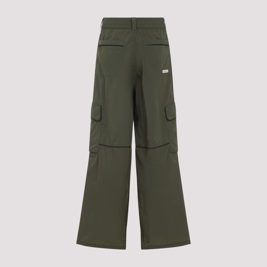 Marni Green Nylon Cargo Pants With Concealed Drawstrings