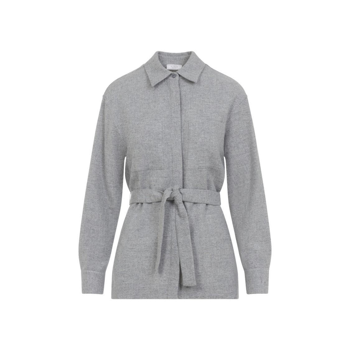 Peserico Pointed Collar Stone Grey Virgin Wool Flannel Shirt