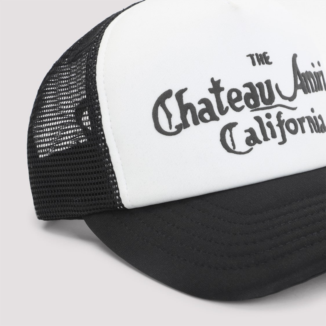 Amiri Two-Tone Black And White Mesh Cap With Bold Typography