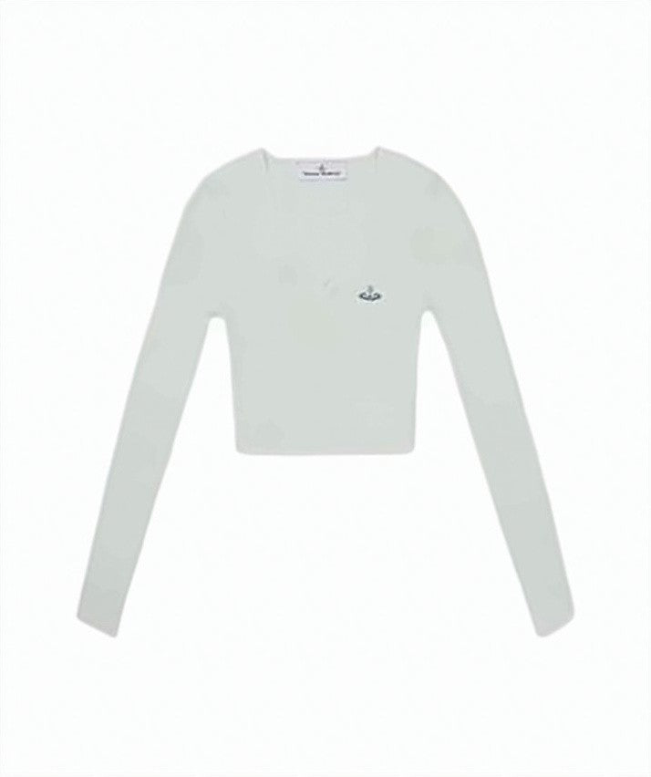 Vivienne Westwood Cropped V-Neck Cardigan With Embroidered Emblem