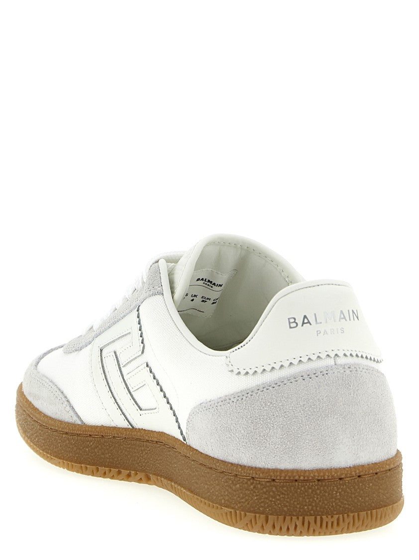 Balmain Suede And Canvas Sneakers With Embossed Logo And Textured Sole