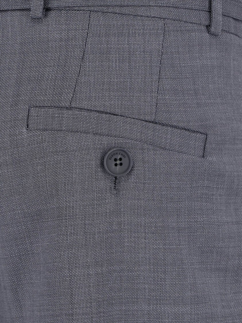 Eudon Choi Grey High-Waisted Tailored Virgin Trousers