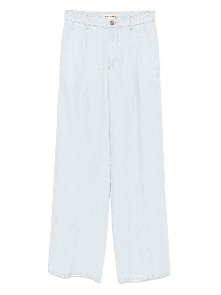 Semi Couture Relaxed Wide-Leg Trousers In Soft Lyocell