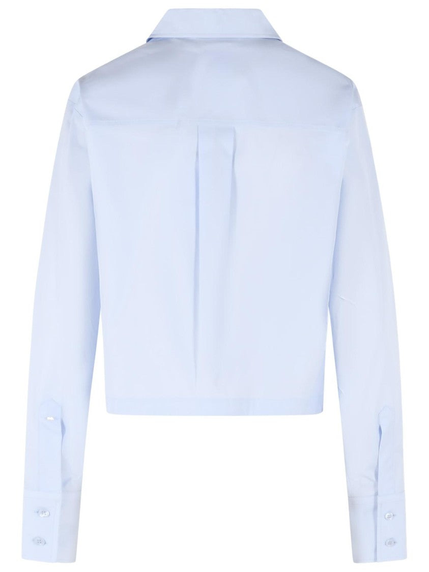 Sportmax Light Blue Asymmetric Pleats 'Certo' Cropped Shirt