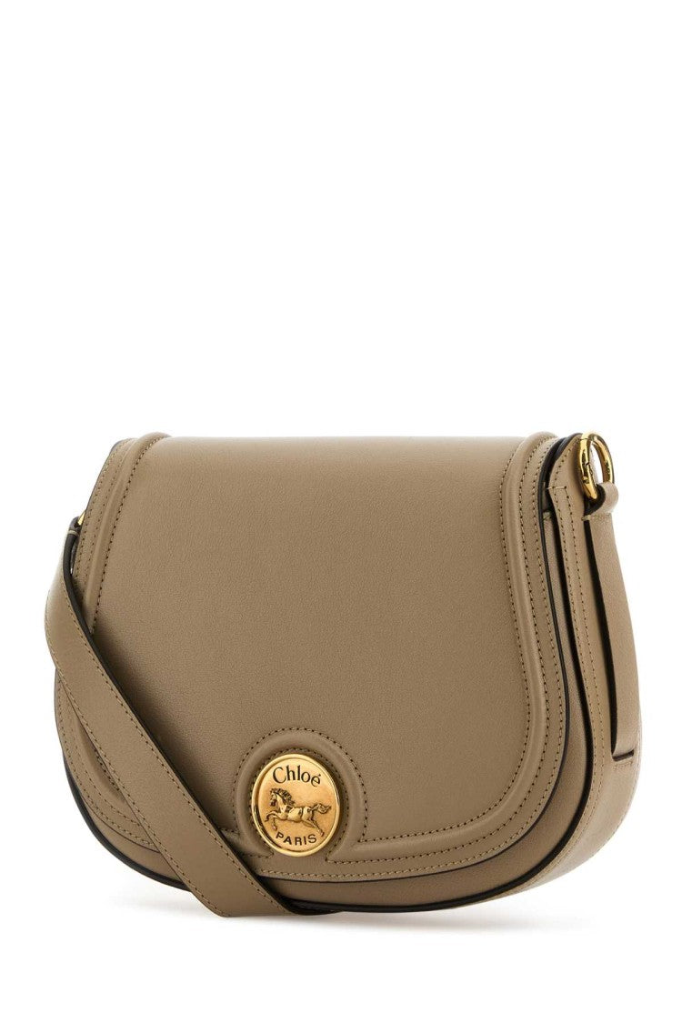 Chloé Cappuccino Leather Horse Medal Crossbody Bag