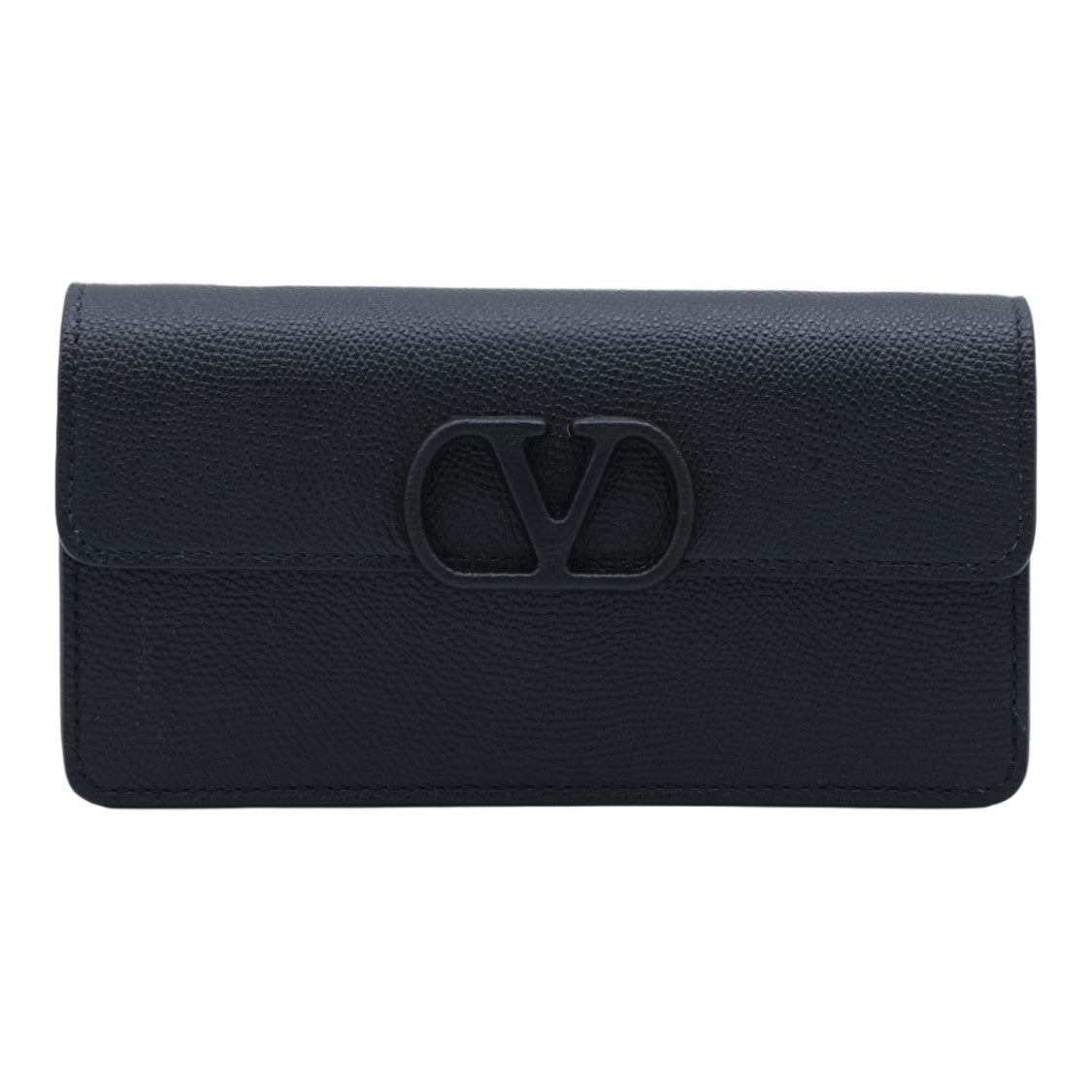 Valentino Garavani Black Textured Flap Rectangular Handbag