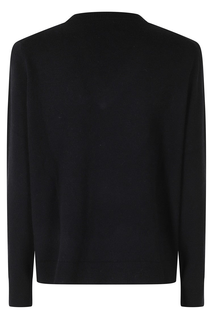 Kujten Lita Black Long-Sleeve V-Neck Cashmere Sweater