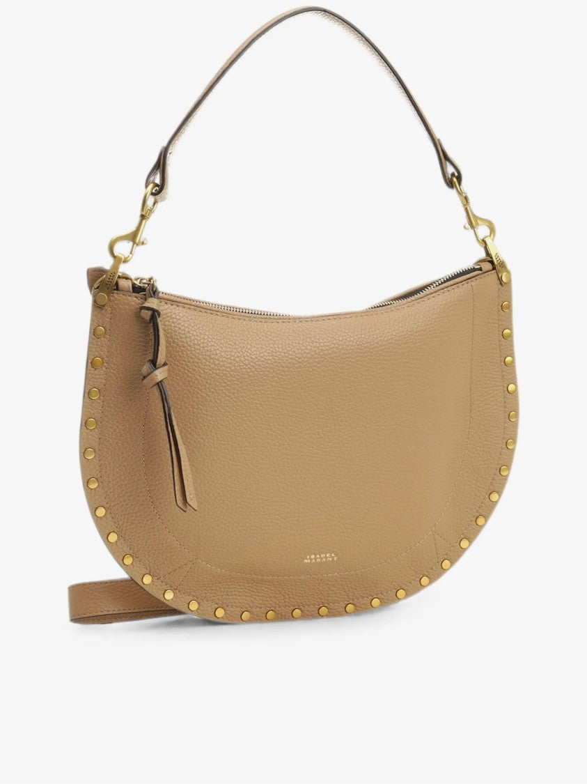 Isabel Marant Crescent-Shaped Pebbled Shoulder Bag With Gold-Tone Studs