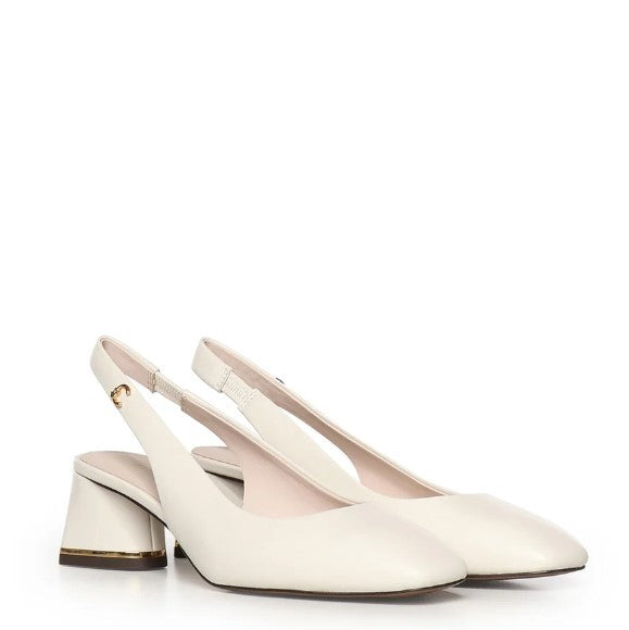 Coccinelle Slingback Pumps With Customized Chunky Heel And Mini Logo