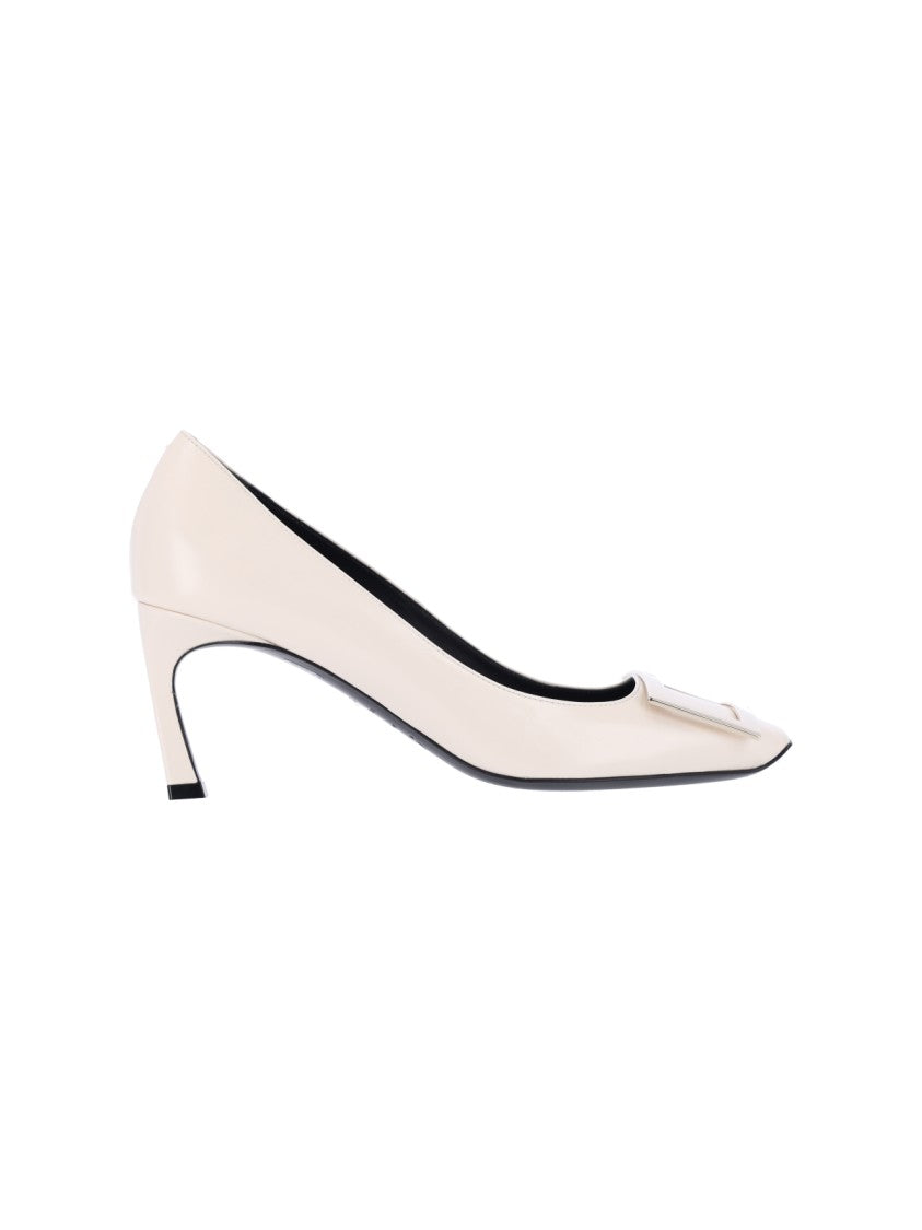 Roger Vivier Cream Trompette Calf Leather Pumps