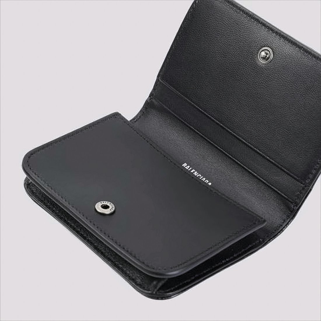 Balenciaga Lambskin Leather Compact Wallet With Metallic Logo