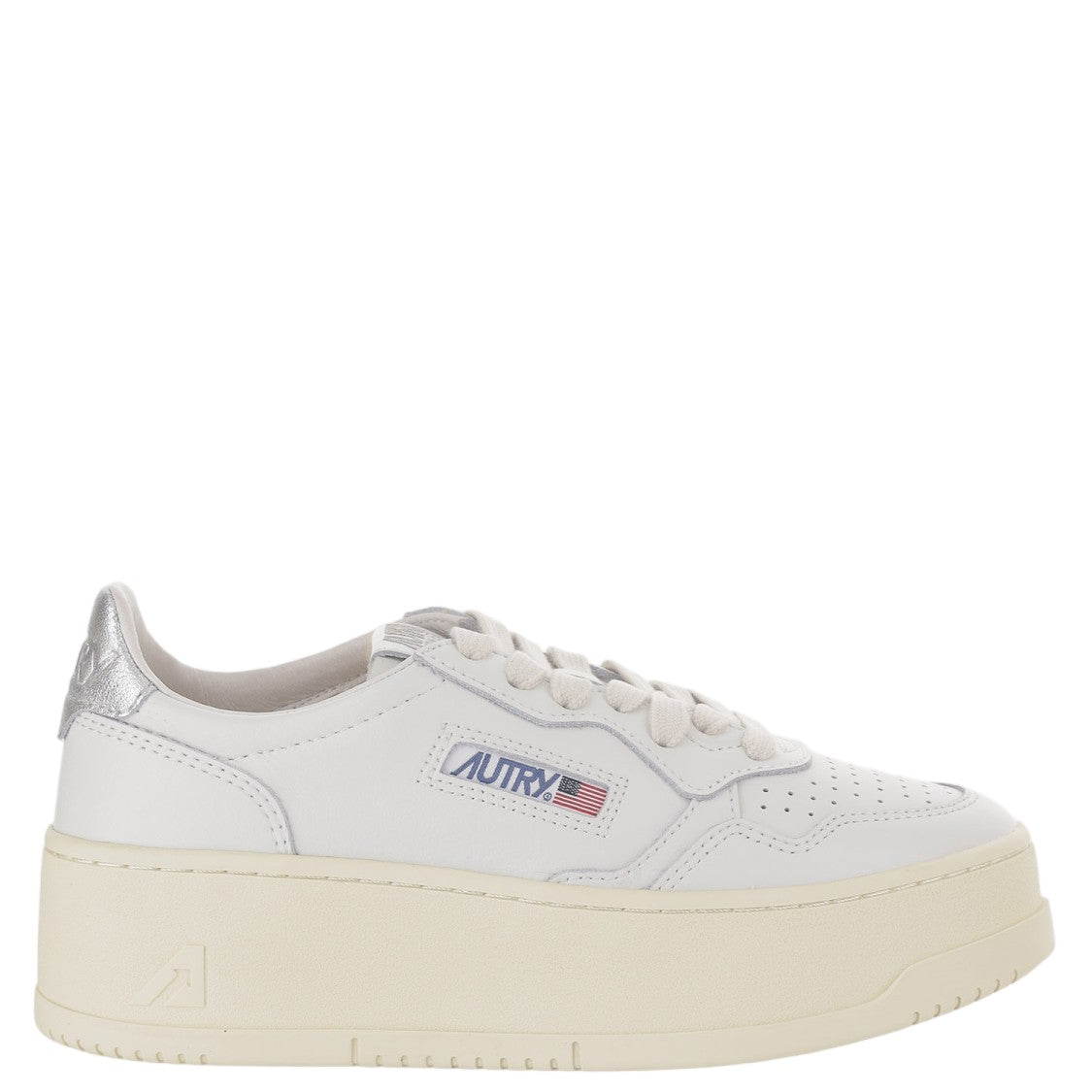 Autry Medalist Platform Low Leather Sneakers With Contrast Heel Tab