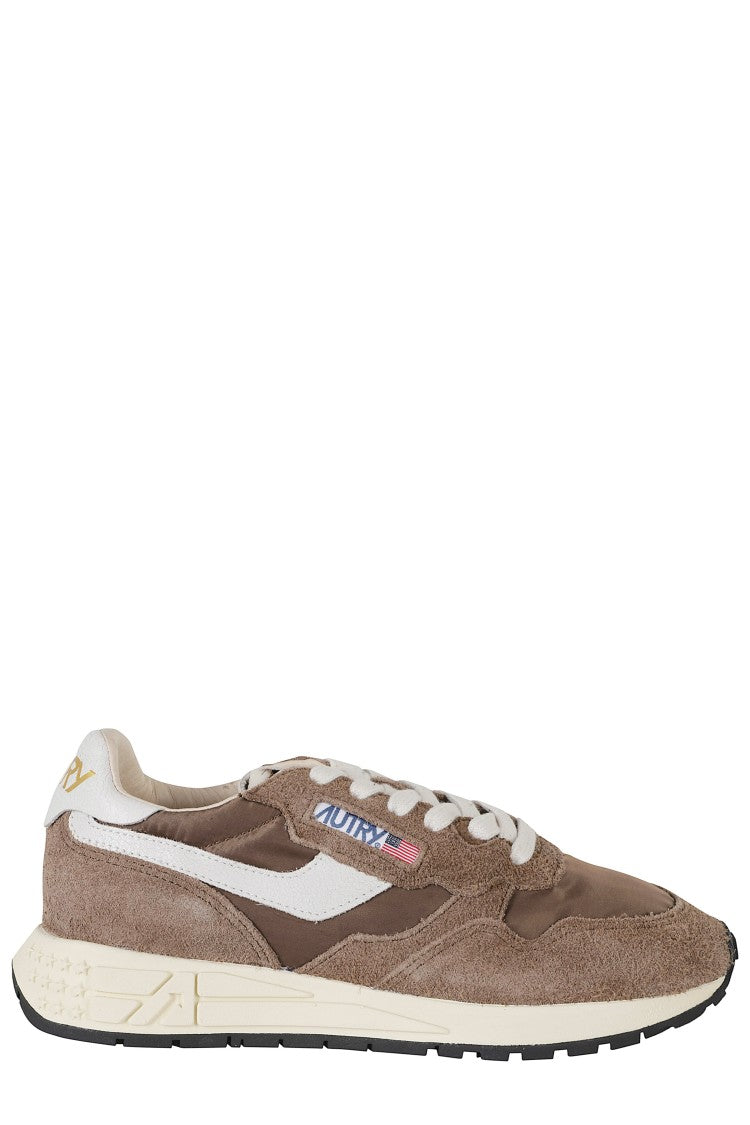 Autry Brown Reelwind Low Suede Inserts Leather Sneakers