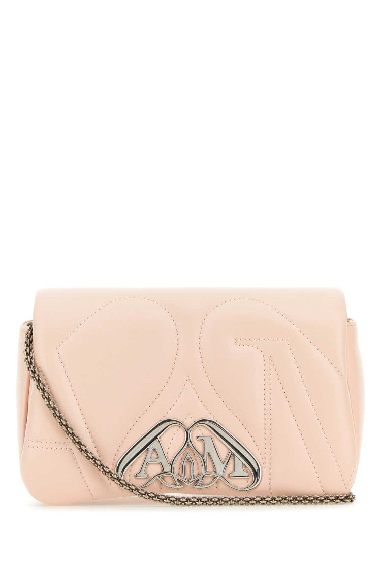Alexander Mcqueen Pastel Pink Leather Mini Seal Clutch