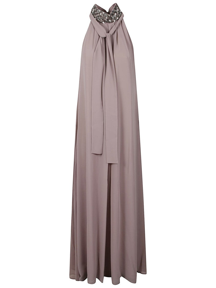 Parosh Maxi Dress In Soft Dove Grey
