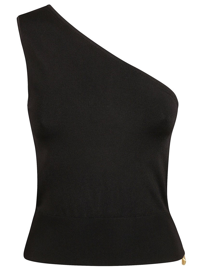 Patou One-Shoulder Ribbed Black Top