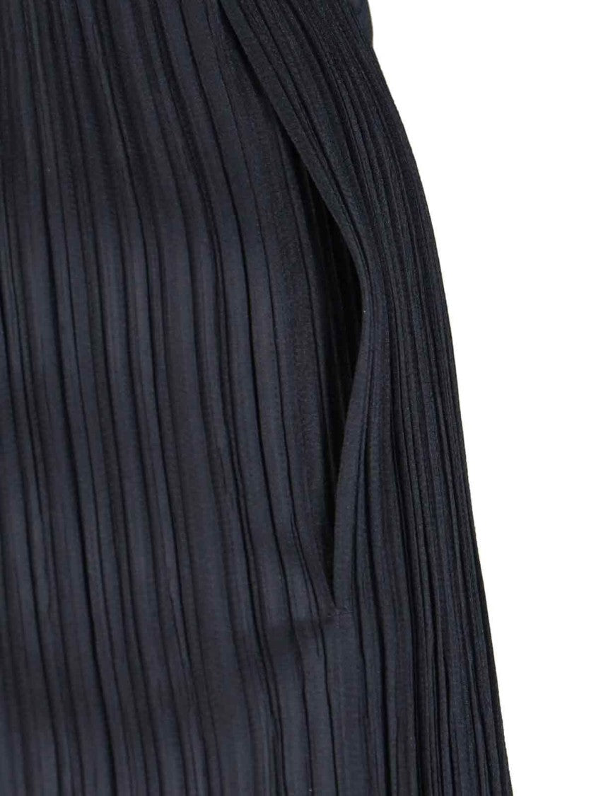 Pleats Please Straight-Leg Pleated Pants With Cropped Length
