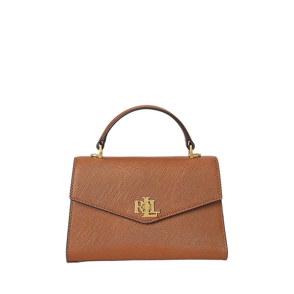 Lauren Ralph Lauren Structured Tan Cow Leather Satchel