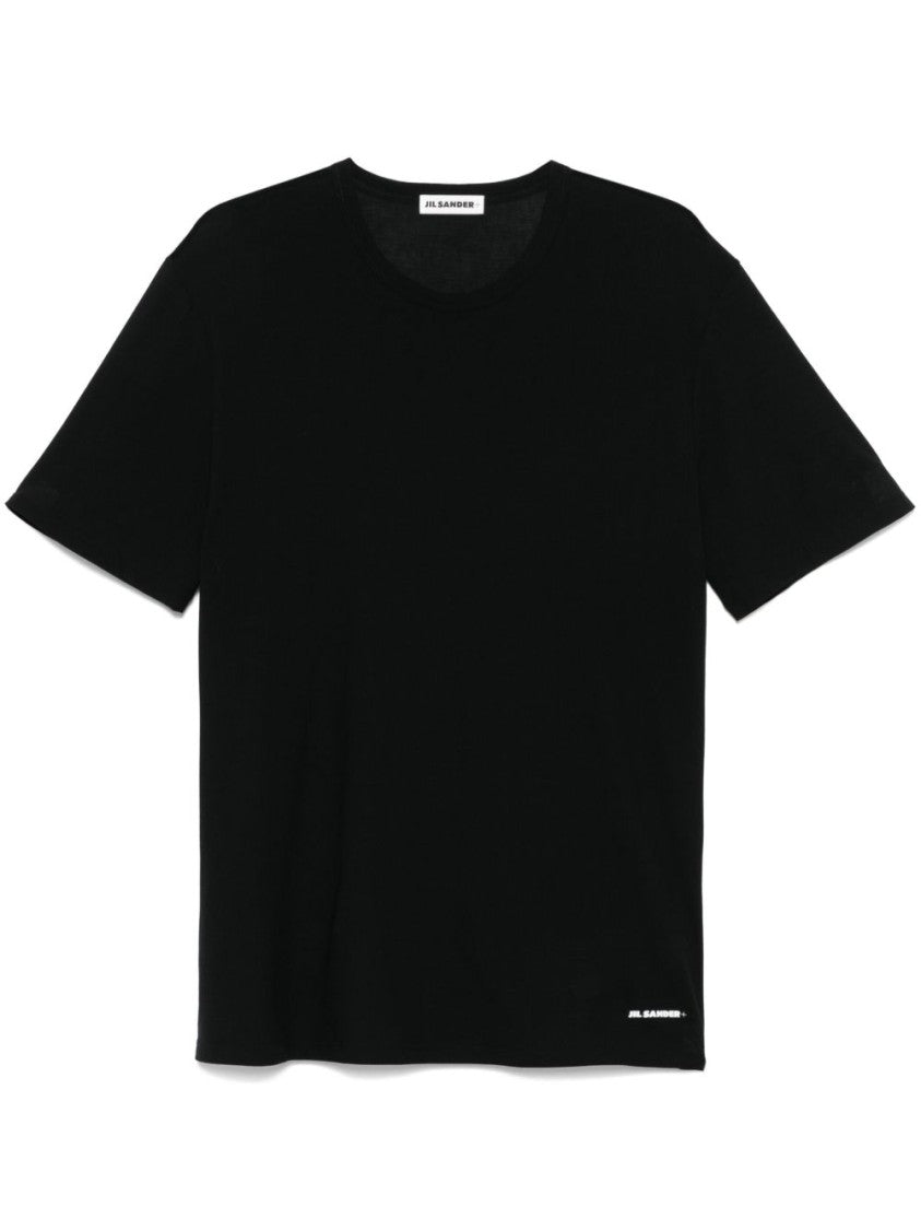 Jil Sander Short-Sleeved Black T-Shirt With Logo Detail