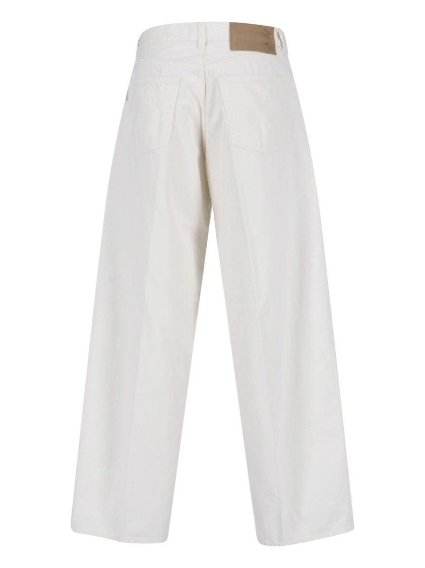 Haikure Wide-Leg White Denim Jeans With Five-Pocket Design