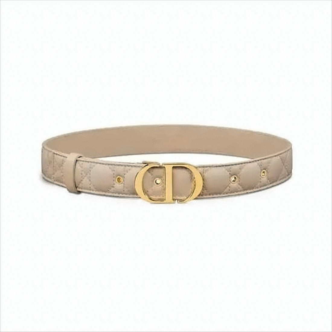 Christian Dior Quilted Slim Belt With Gold-Tone 'Cd' Logo Buckle