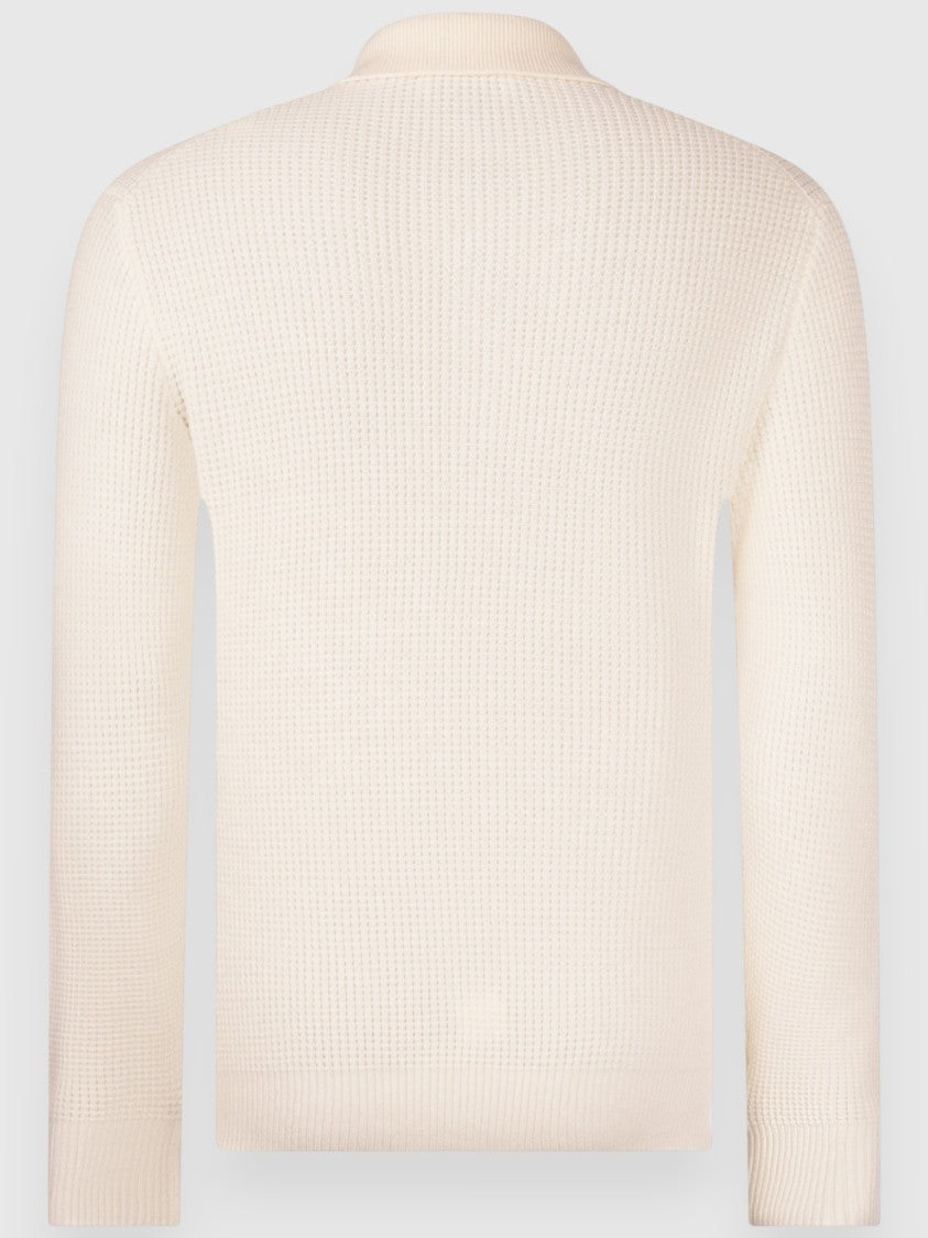 Gran Sasso Waffle Stitch Merino Wool Polo With Button Closure